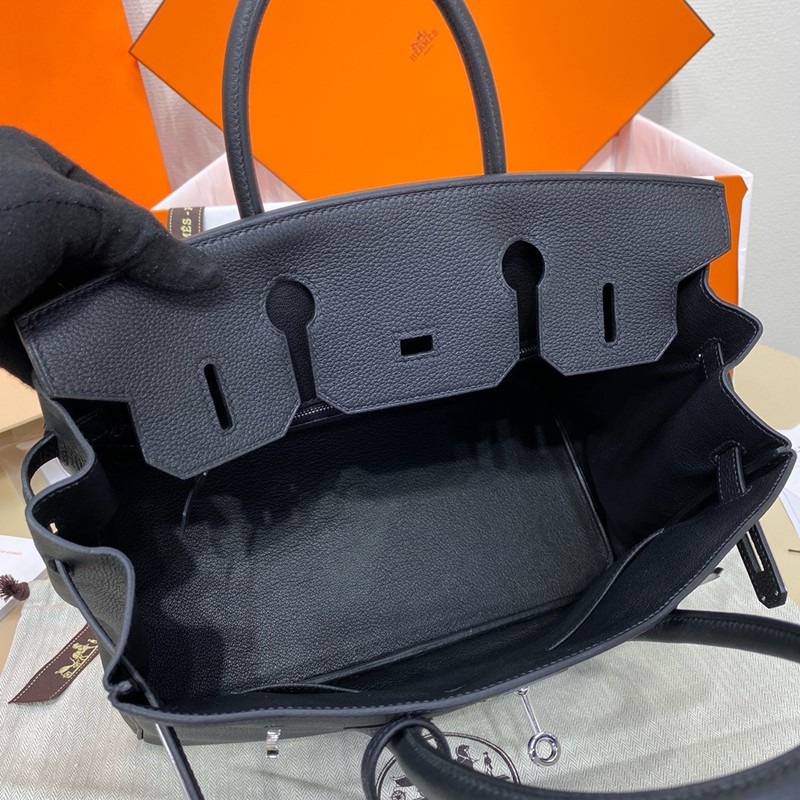 Hermes Birkin 30cm Bag Togo Leather Silver Hardware Black