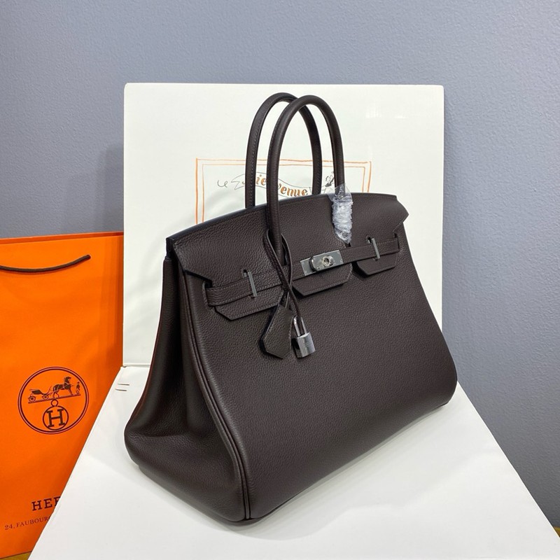Hermes Birkin 30cm Bag Togo Leather Silver Black