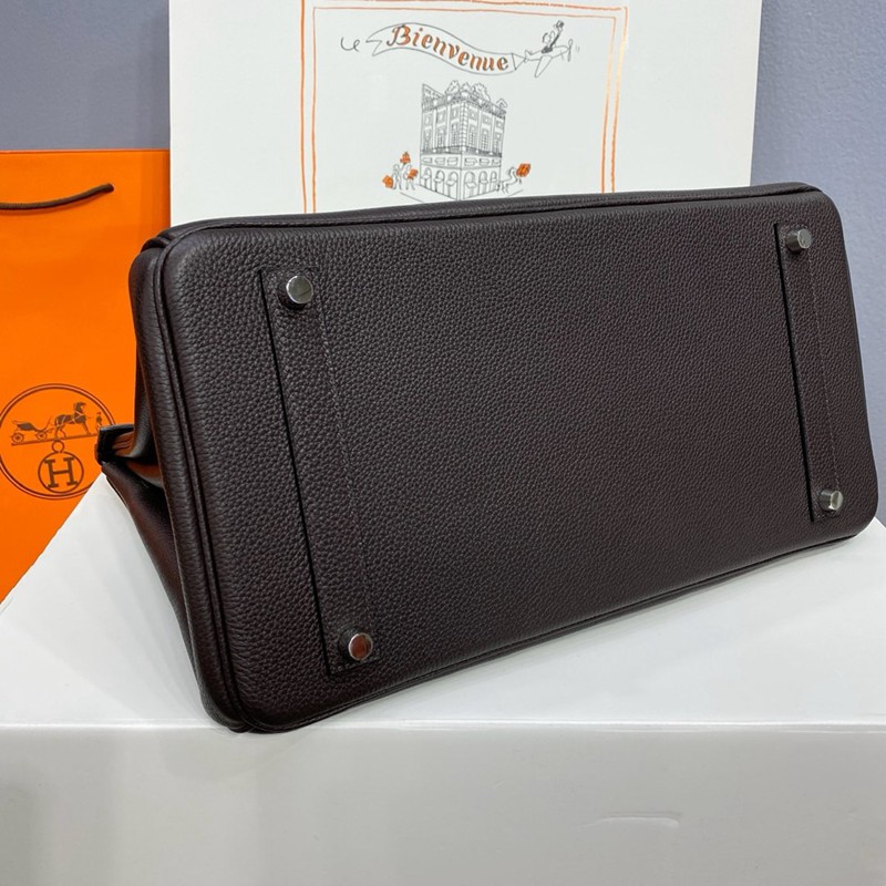 Hermes Birkin 30cm Bag Togo Leather Silver Black