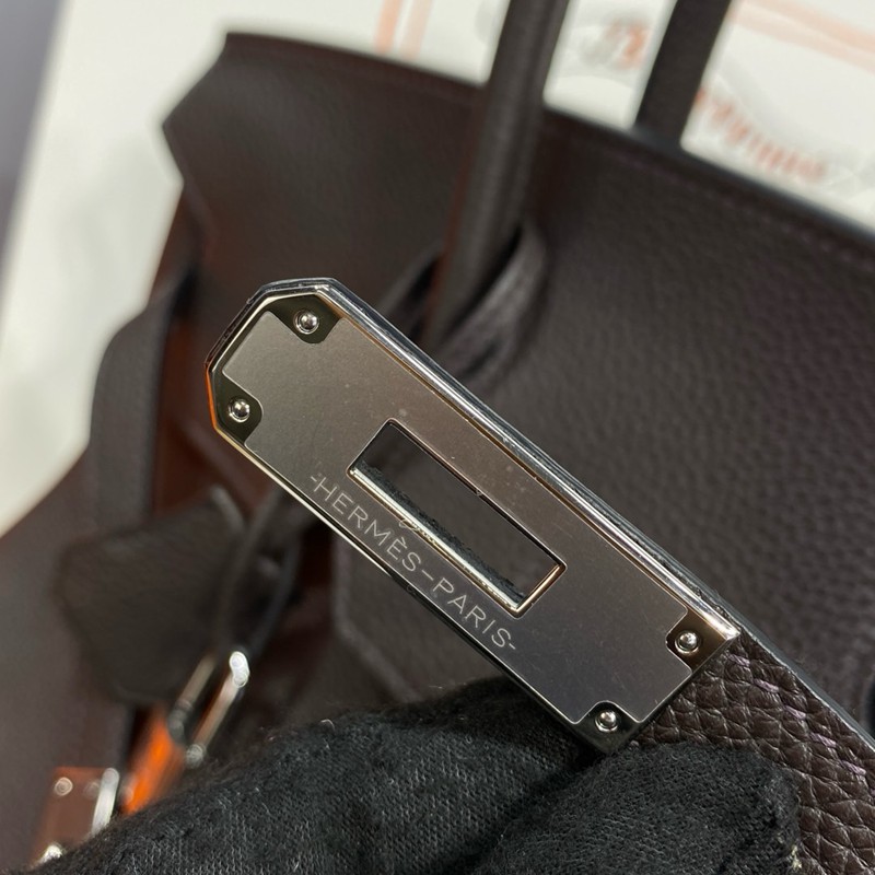 Hermes Birkin 30cm Bag Togo Leather Silver Black