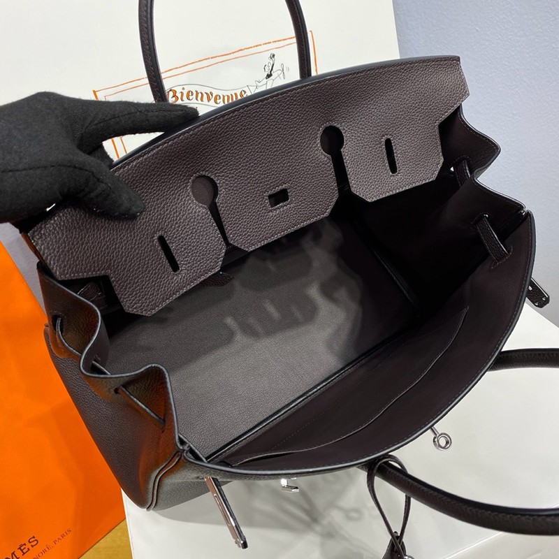 Hermes Birkin 30cm Bag Togo Leather Silver Black