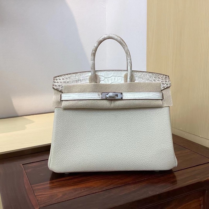 Hermes Birkin Touch Bag 25cm Togo and Niloticus Crocodile Leather