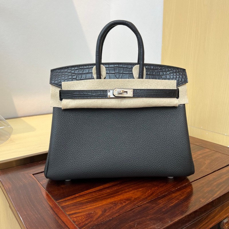 Hermes Birkin Touch Bag 25cm Togo and Niloticus Crocodile Leather