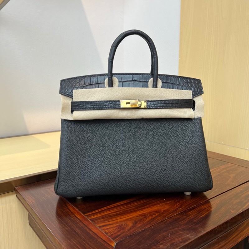 Hermes Birkin Touch Bag 25cm Togo and Niloticus Crocodile Leather