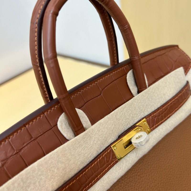 Hermes Birkin Touch Bag 25cm Togo and Niloticus Crocodile Leather