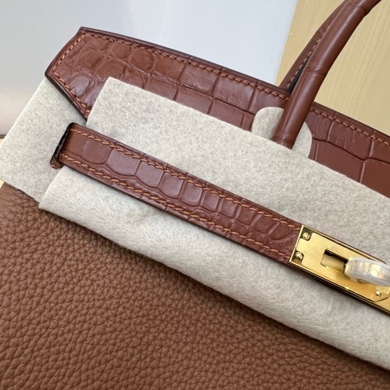 Hermes Birkin Touch Bag 25cm Togo and Niloticus Crocodile Leather