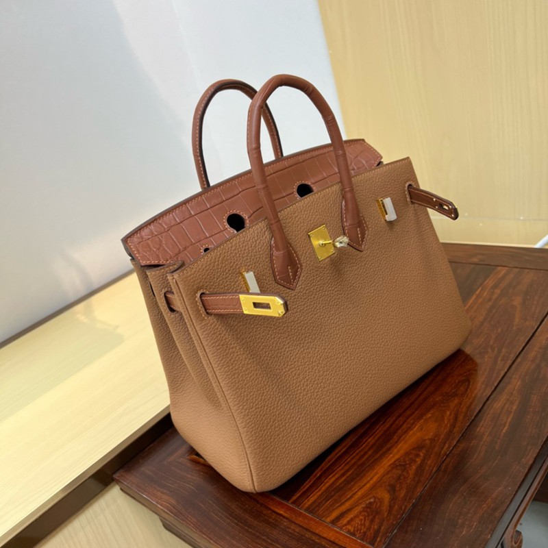 Hermes Birkin Touch Bag 25cm Togo and Niloticus Crocodile Leather