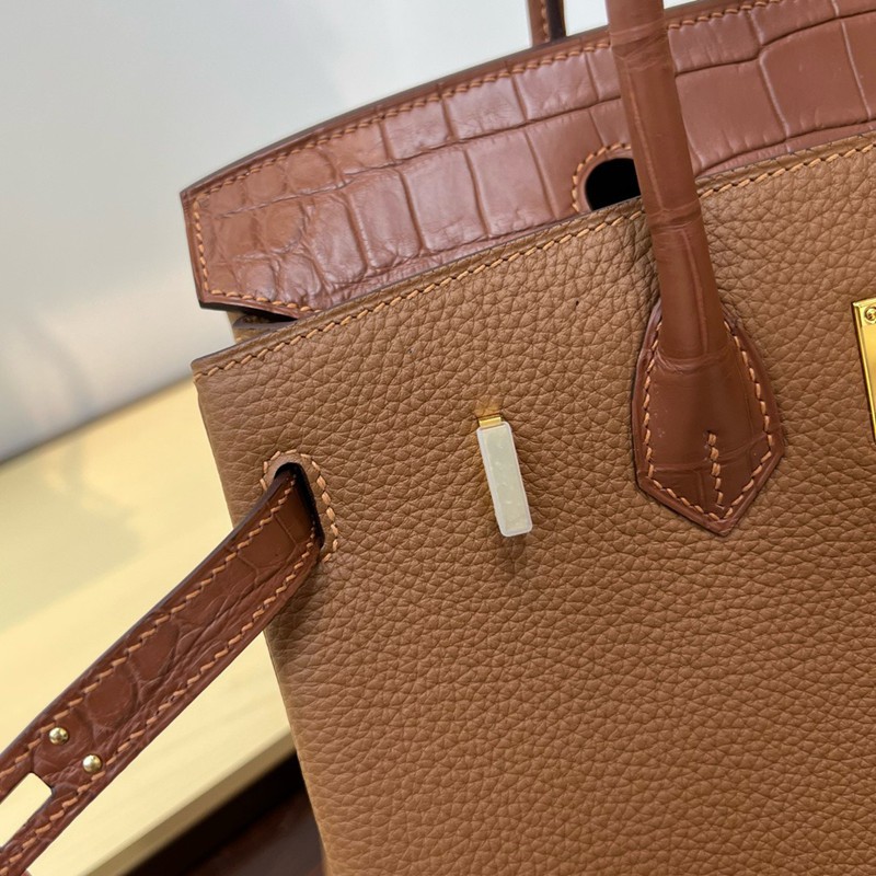Hermes Birkin Touch Bag 25cm Togo and Niloticus Crocodile Leather
