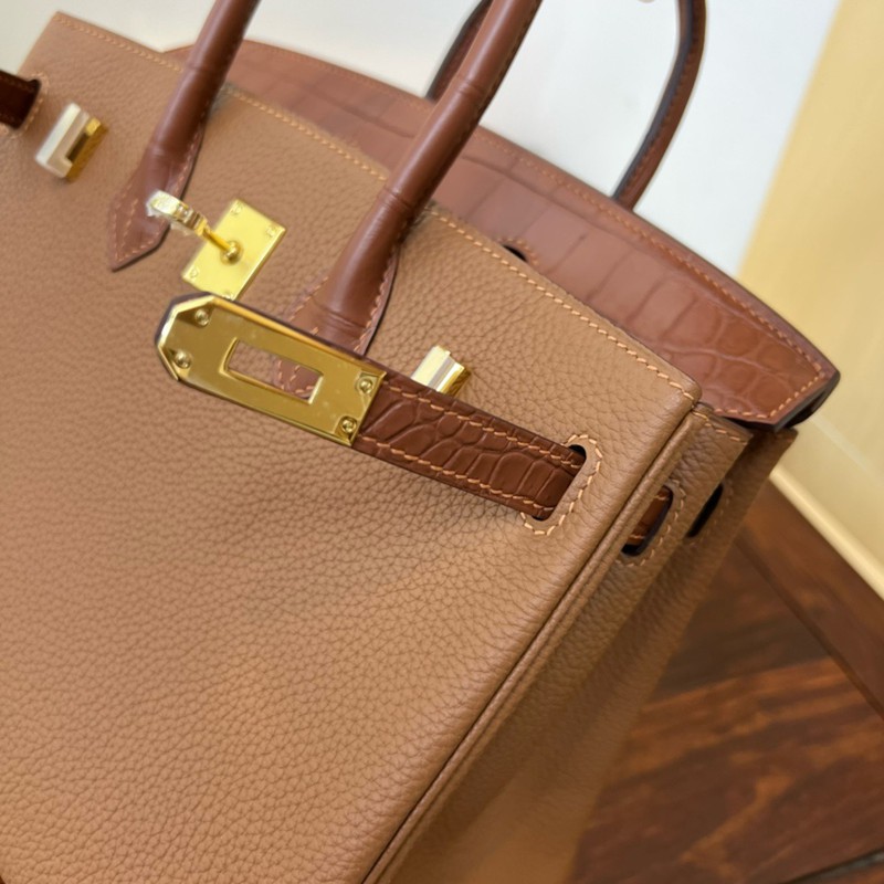 Hermes Birkin Touch Bag 25cm Togo and Niloticus Crocodile Leather