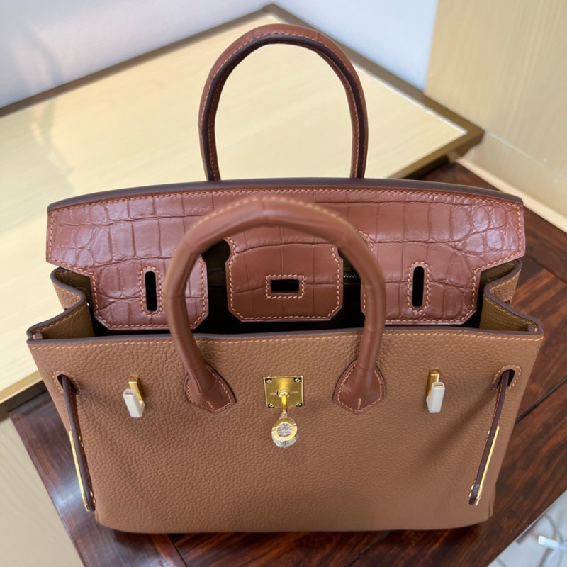 Hermes Birkin Touch Bag 25cm Togo and Niloticus Crocodile Leather