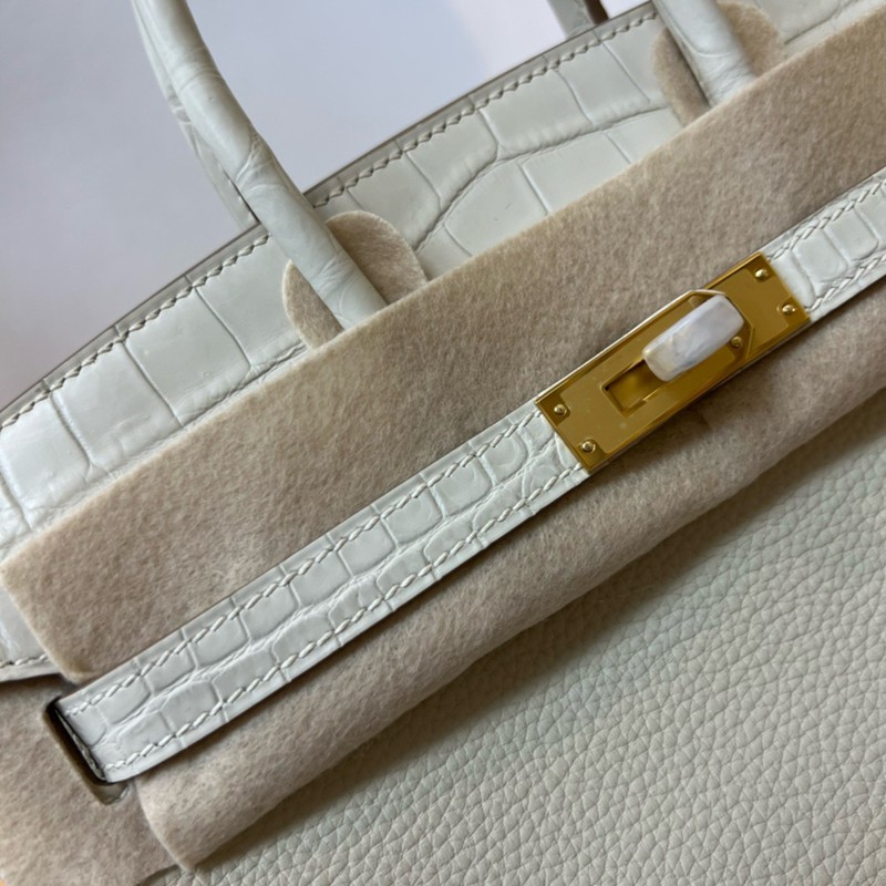 Hermes Birkin Touch Bag 25cm Togo and Niloticus Crocodile Leather