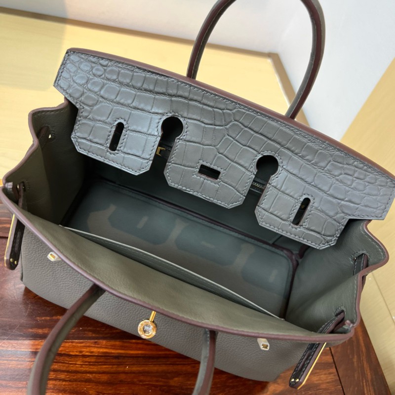 Hermes Birkin Touch Bag 25cm Togo and Niloticus Crocodile Leather