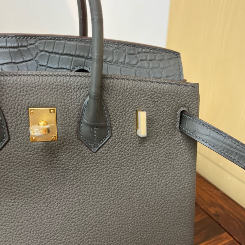 Hermes Birkin Touch Bag 25cm Togo and Niloticus Crocodile Leather