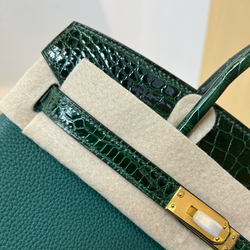 Hermes Birkin Touch Bag 25cm Togo and Niloticus Crocodile Leather