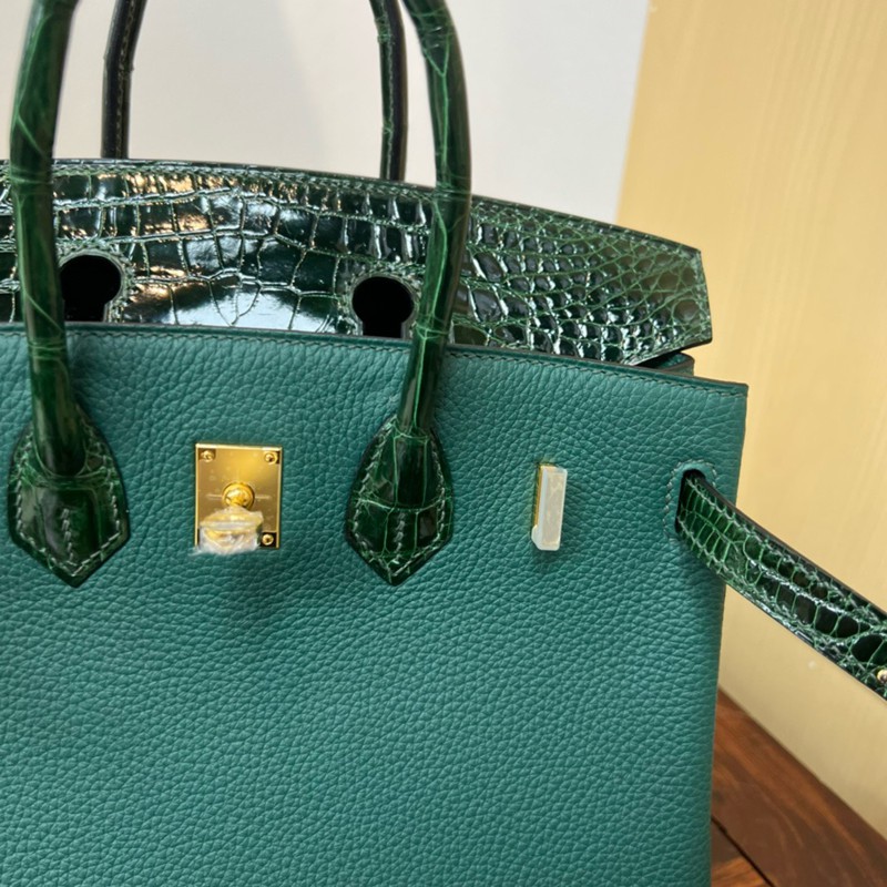 Hermes Birkin Touch Bag 25cm Togo and Niloticus Crocodile Leather