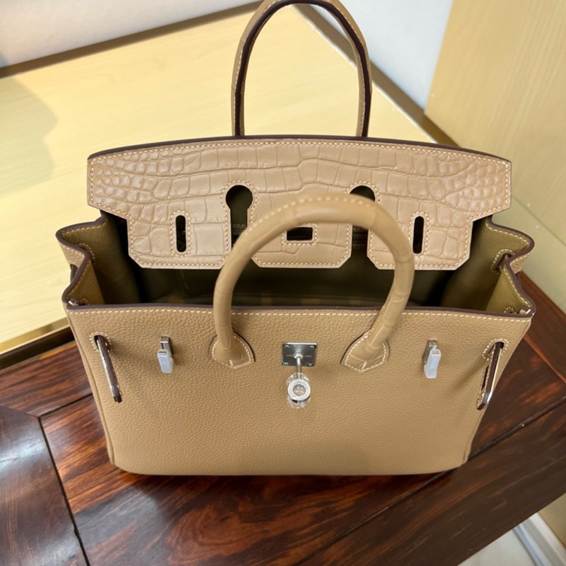 Hermes Birkin Touch Bag 25cm Togo and Niloticus Crocodile Leather