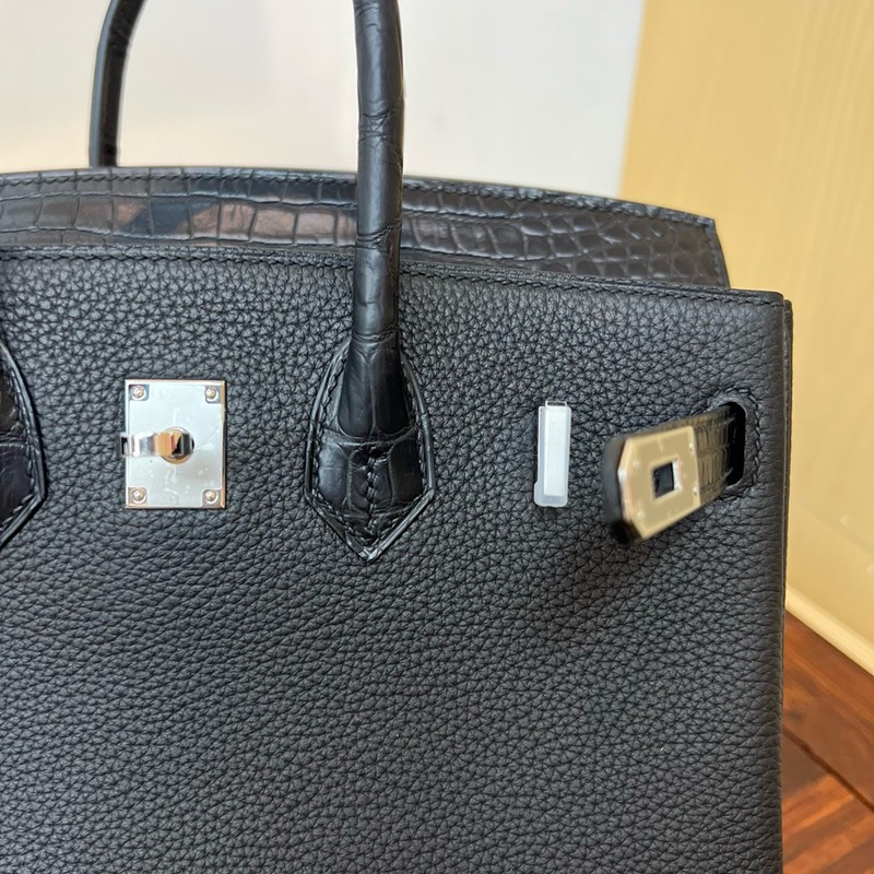 Hermes Birkin Touch Bag 25cm Togo and Niloticus Crocodile Leather