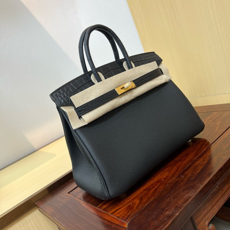 Hermes Birkin Touch Bag 25cm Togo and Niloticus Crocodile Leather
