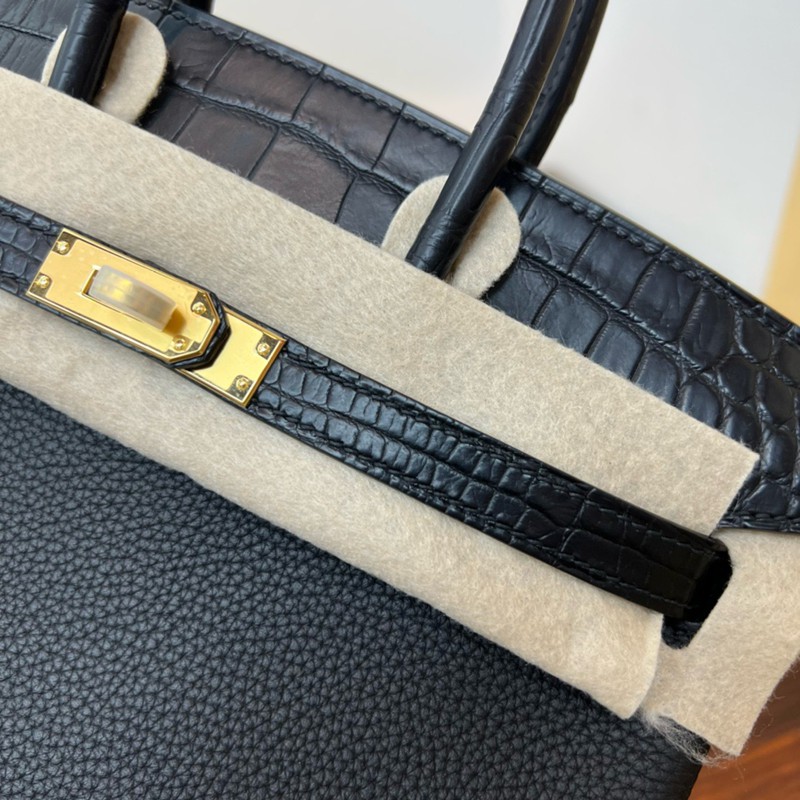 Hermes Birkin Touch Bag 25cm Togo and Niloticus Crocodile Leather