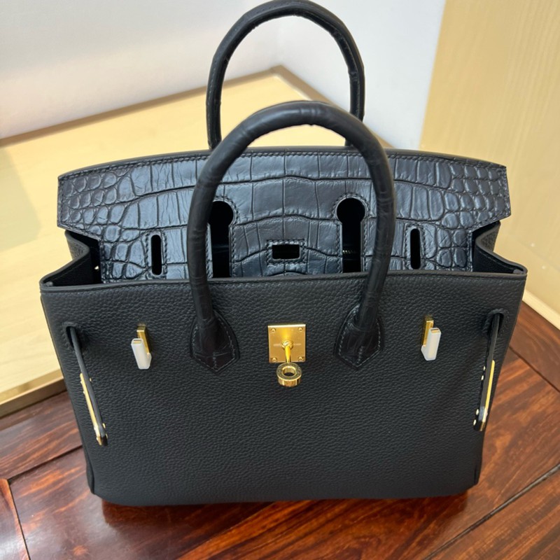 Hermes Birkin Touch Bag 25cm Togo and Niloticus Crocodile Leather