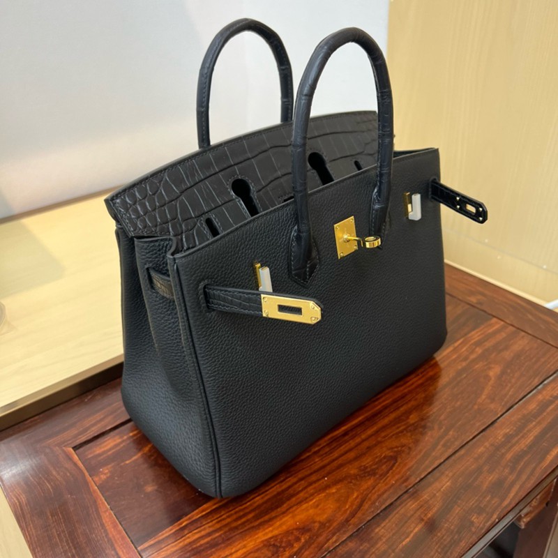 Hermes Birkin Touch Bag 25cm Togo and Niloticus Crocodile Leather