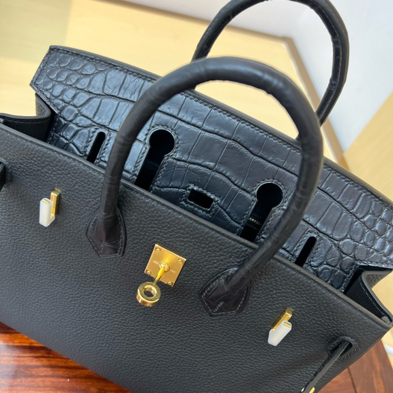 Hermes Birkin Touch Bag 25cm Togo and Niloticus Crocodile Leather