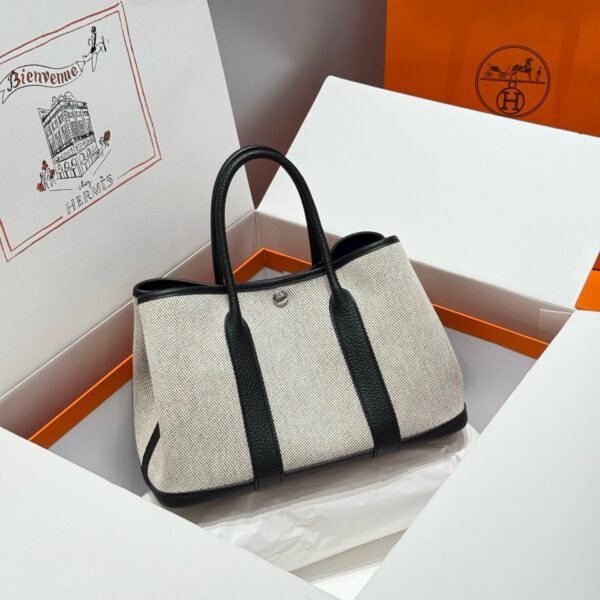 Hermes Garden Party 30cm Bag Canvas Negonda Leather 01