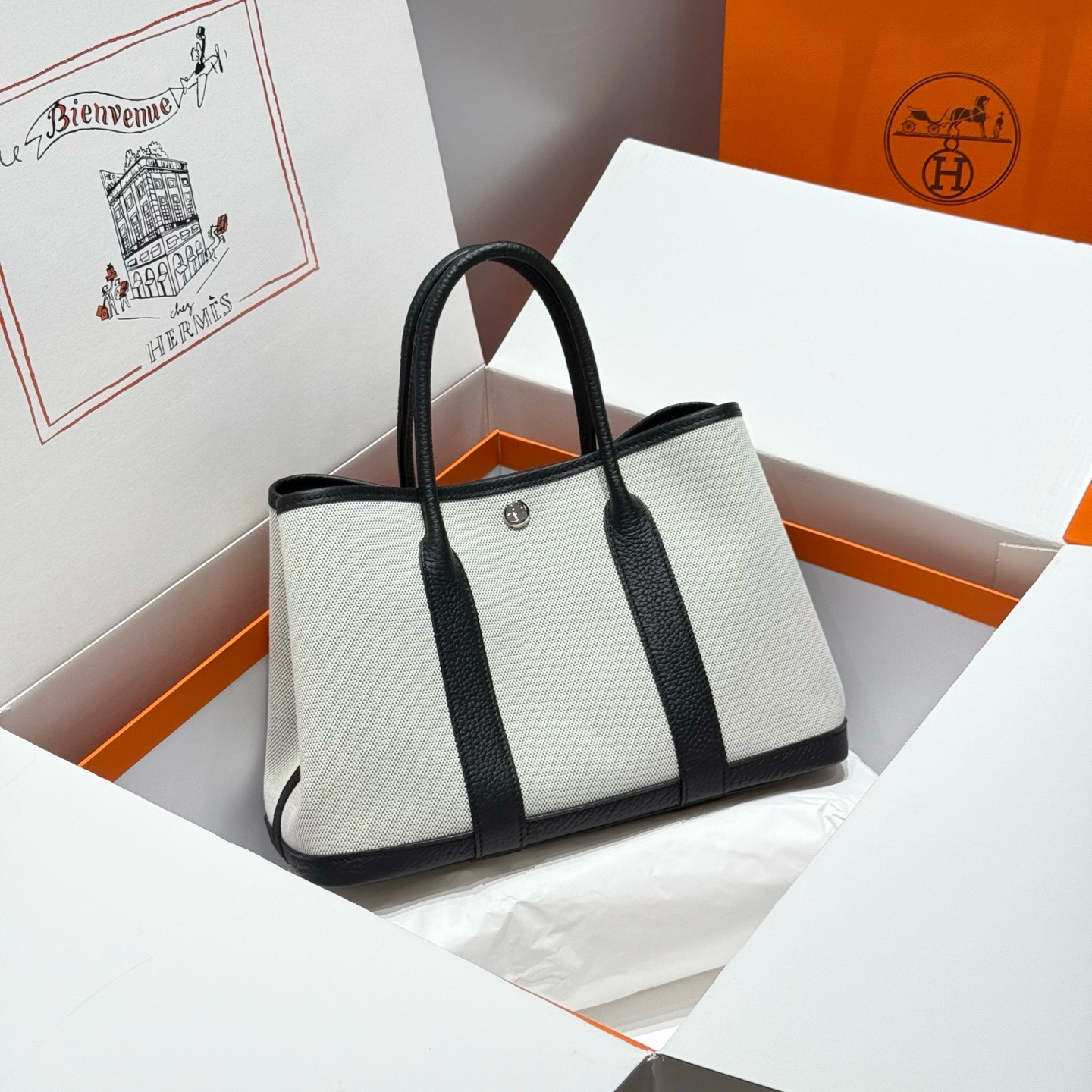 Hermes Garden Party 30cm Bag Canvas Negonda Leather 03