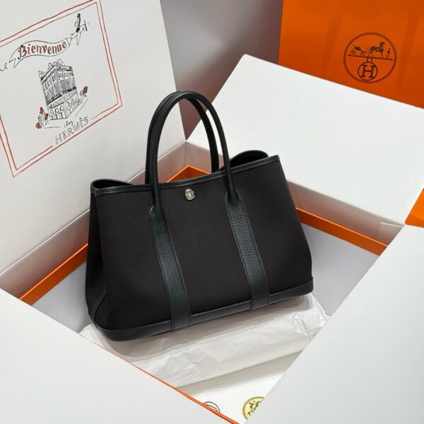 Hermes Garden Party 30cm Bag Canvas Negonda Leather 04