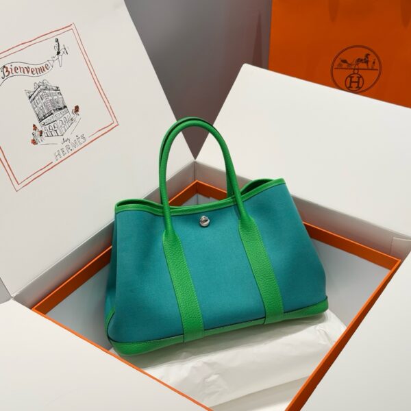 Hermes Garden Party 30cm Bag Canvas Negonda Leather 06