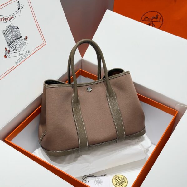 Hermes Garden Party 30cm Bag Canvas Negonda Leather 09