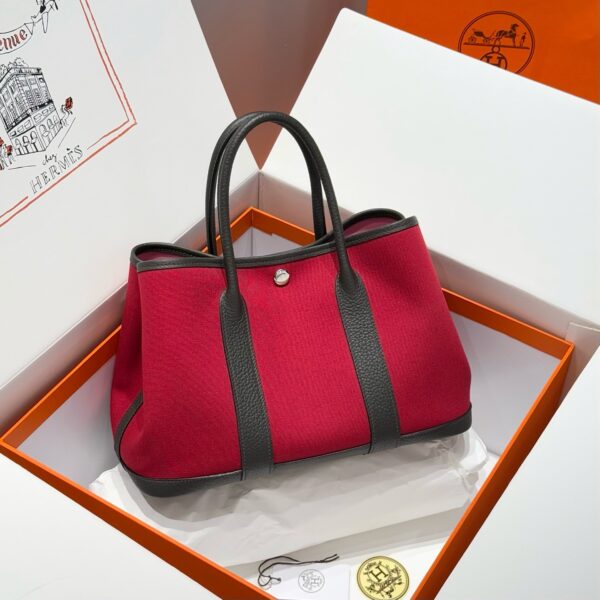 Hermes Garden Party 30cm Bag Canvas Negonda Leather 12