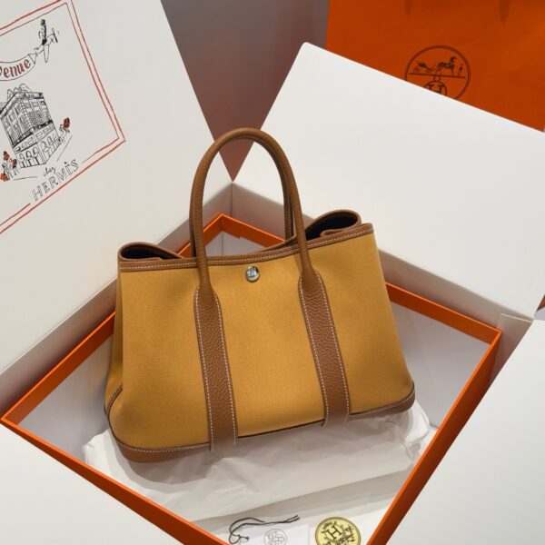Hermes Garden Party 30cm Bag Canvas Negonda Leather 15