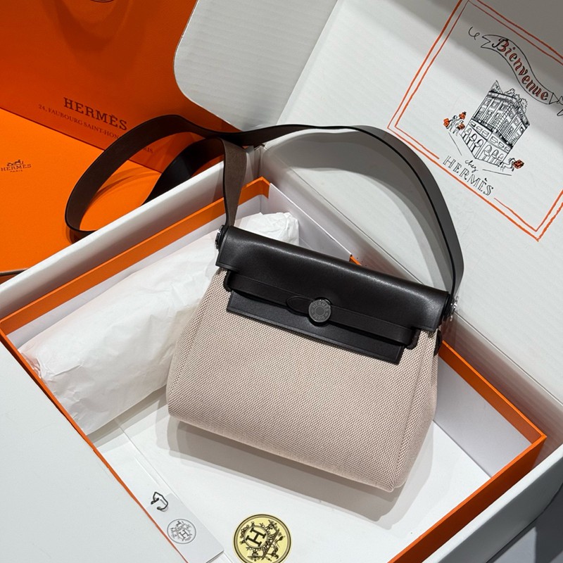 Hermes Mini Herbag Bag 20cm Canvas and Calfskin Leather 01