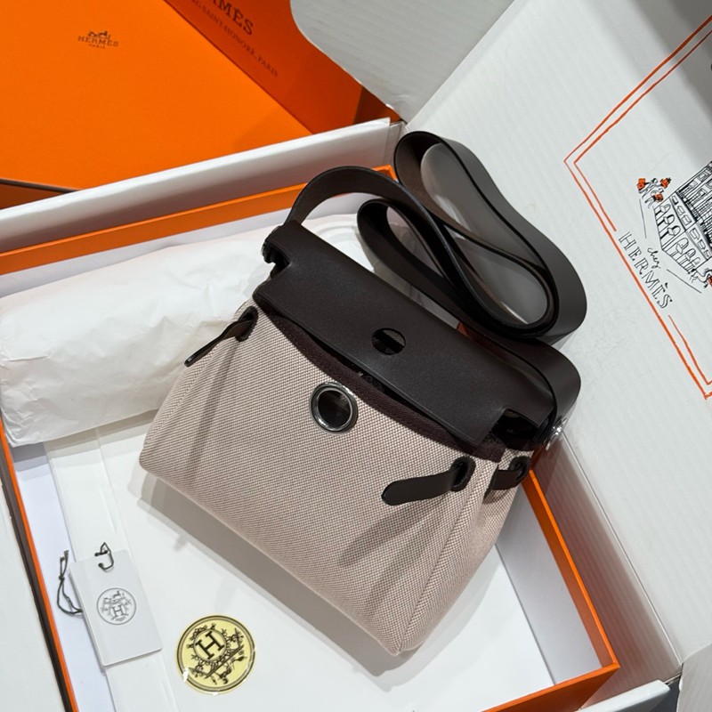 Hermes Mini Herbag Bag 20cm Canvas and Calfskin Leather