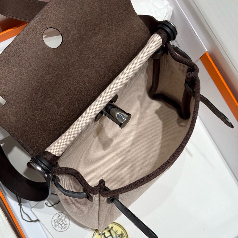 Hermes Mini Herbag Bag 20cm Canvas and Calfskin Leather