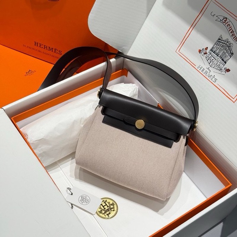Hermes Mini Herbag Bag 20cm Canvas and Calfskin Leather
