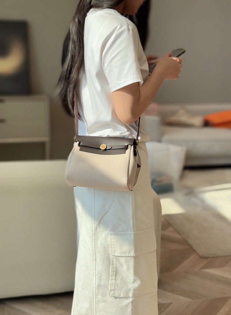 Hermes Mini Herbag Bag 20cm Canvas and Calfskin Leather 02