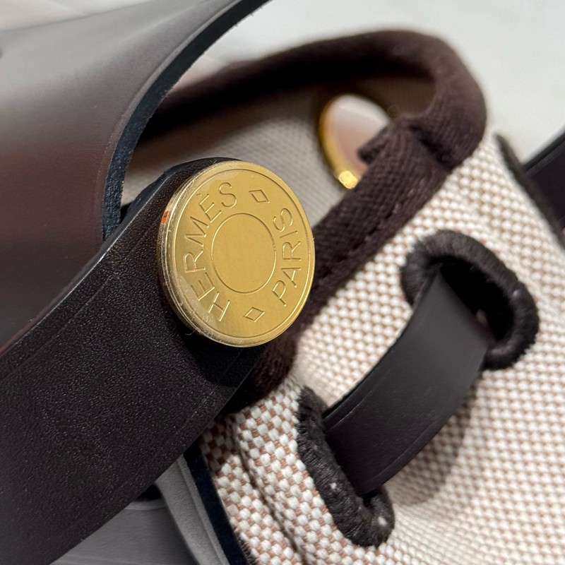 Hermes Mini Herbag Bag 20cm Canvas and Calfskin Leather