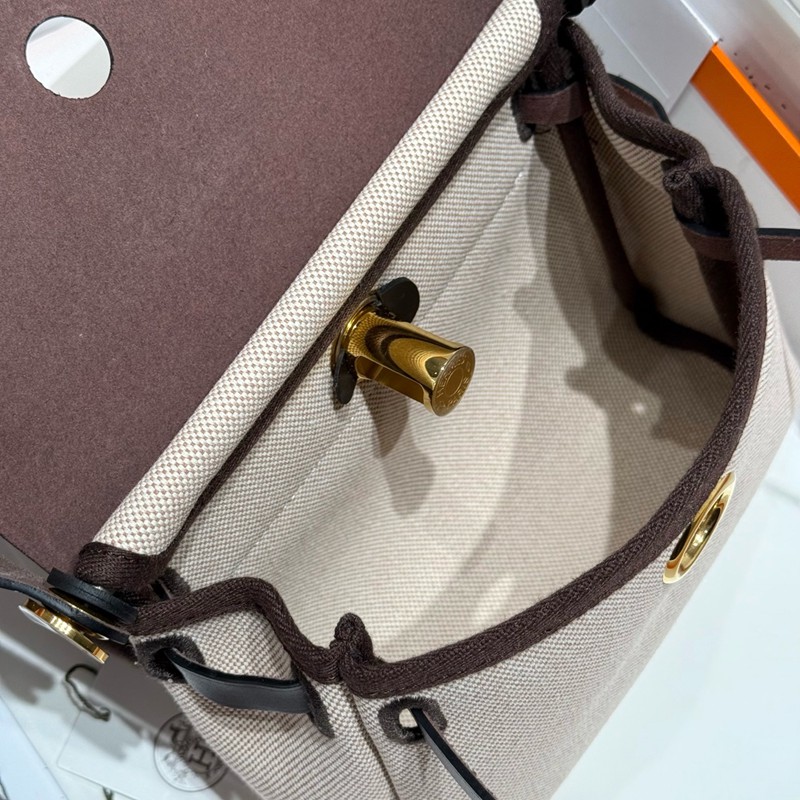 Hermes Mini Herbag Bag 20cm Canvas and Calfskin Leather