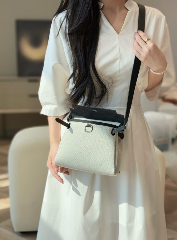 Hermes Mini Herbag Bag 20cm Canvas and Calfskin Leather