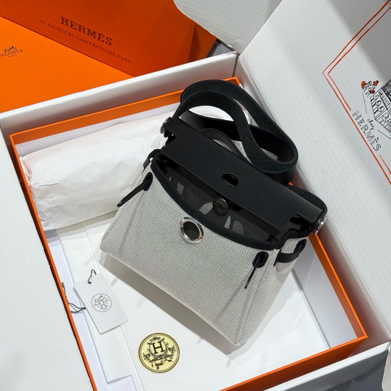 Hermes Mini Herbag Bag 20cm Canvas and Calfskin Leather