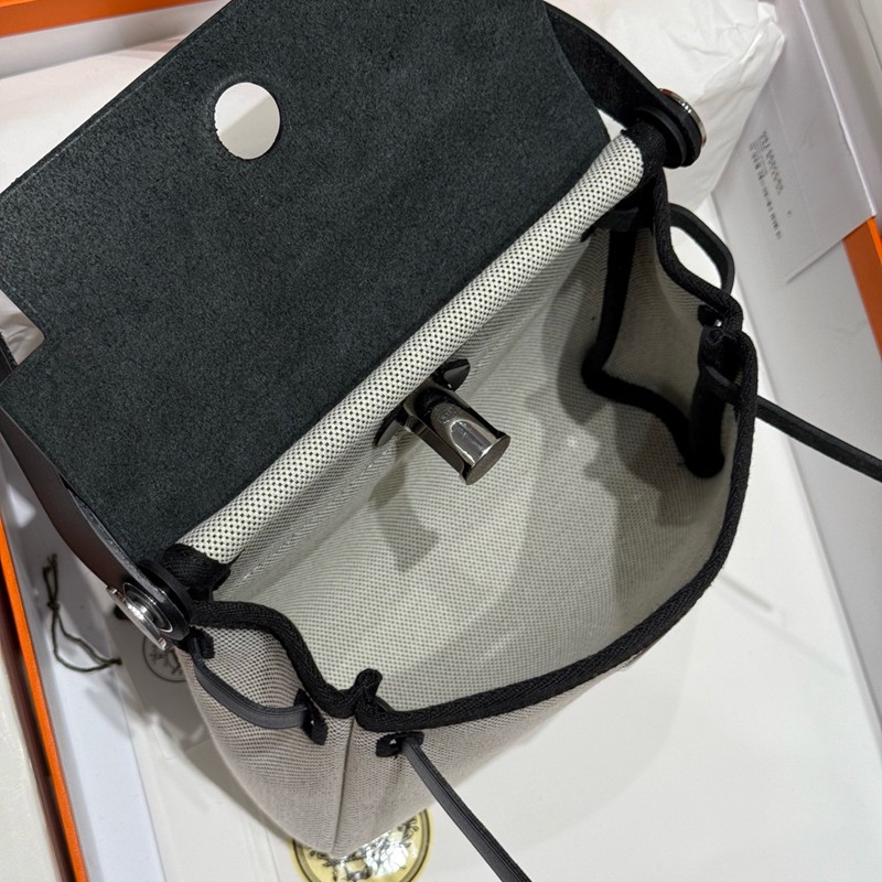 Hermes Mini Herbag Bag 20cm Canvas and Calfskin Leather