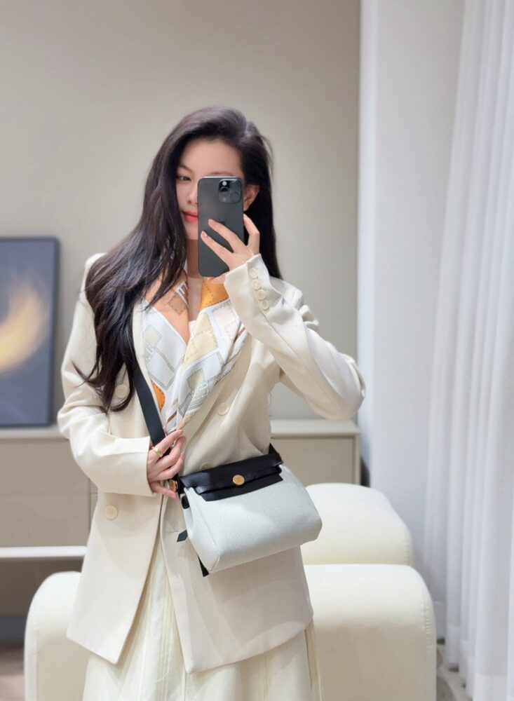 Hermes Mini Herbag Bag 20cm Canvas and Calfskin Leather