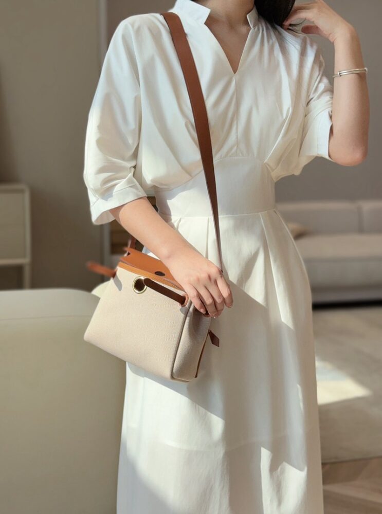 Hermes Mini Herbag Bag 20cm Canvas and Calfskin Leather