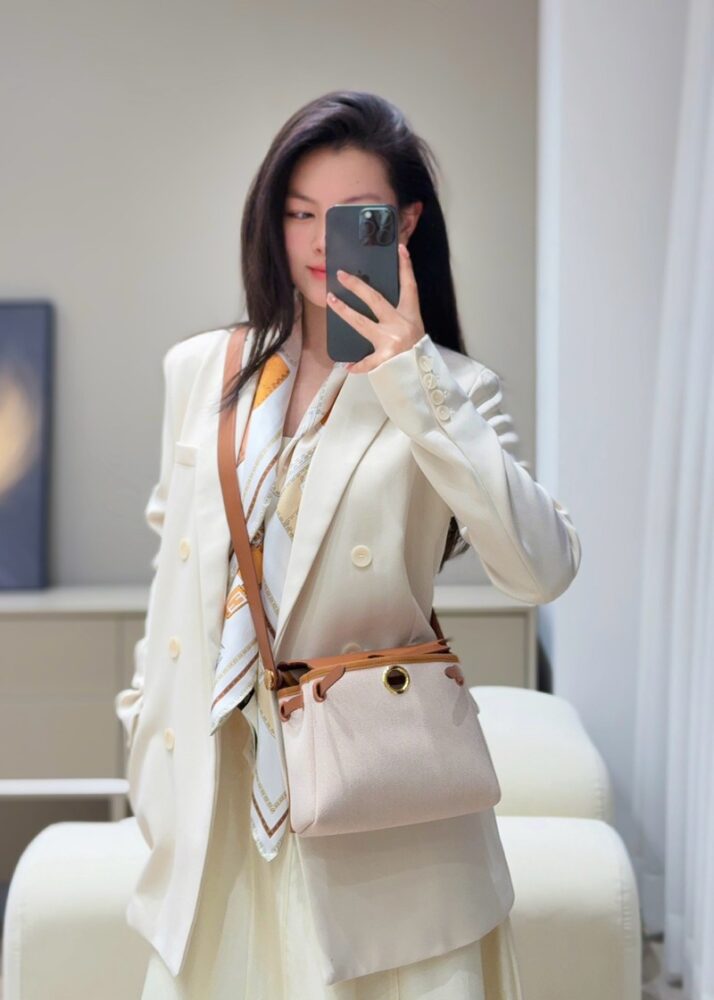 Hermes Mini Herbag Bag 20cm Canvas and Calfskin Leather