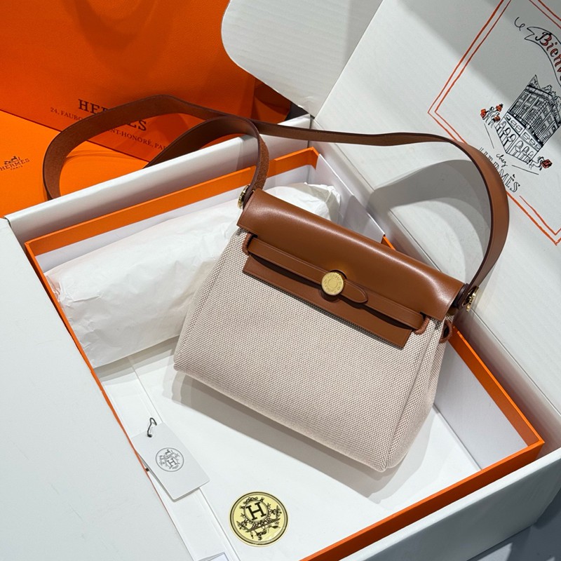 Hermes Mini Herbag Bag 20cm Canvas and Calfskin Leather 06