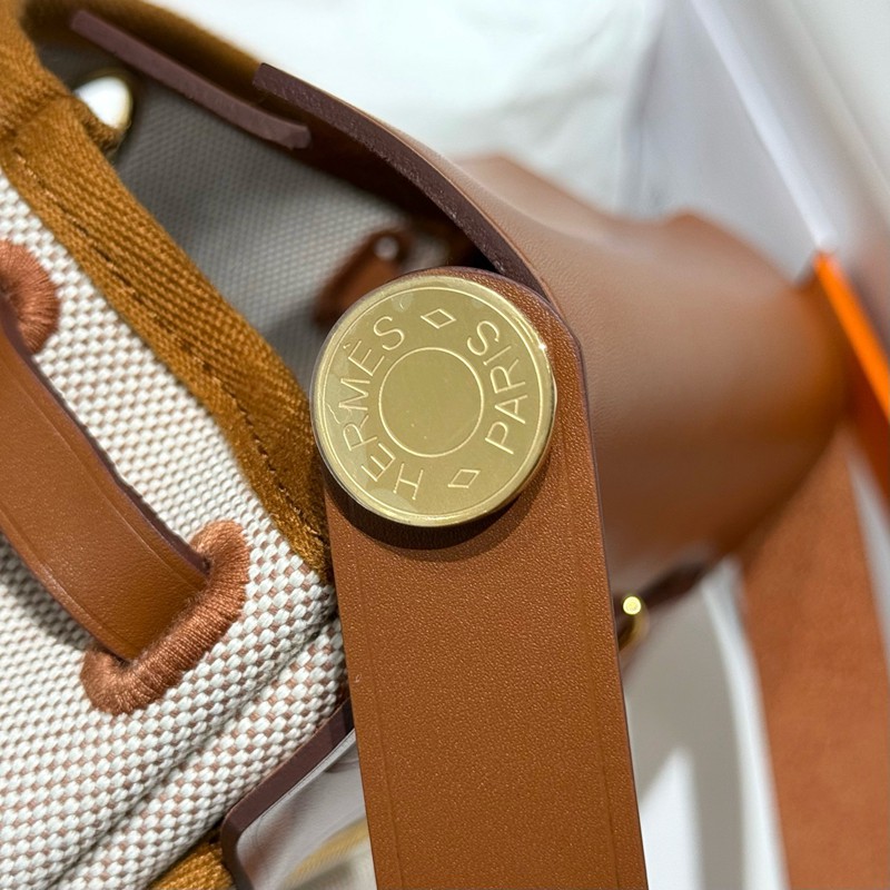 Hermes Mini Herbag Bag 20cm Canvas and Calfskin Leather