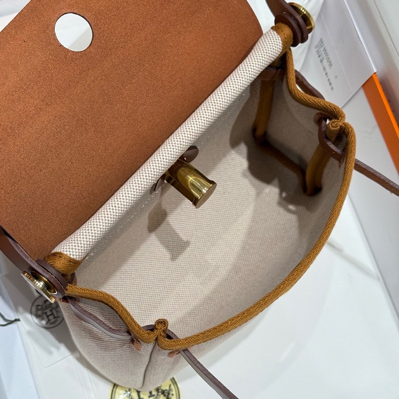 Hermes Mini Herbag Bag 20cm Canvas and Calfskin Leather
