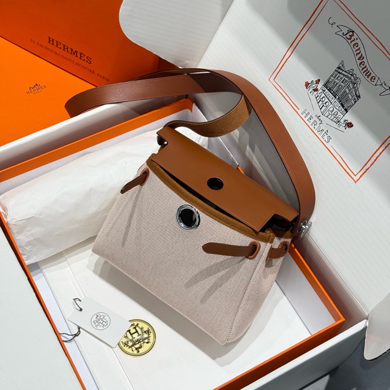 Hermes Mini Herbag Bag 20cm Canvas and Calfskin Leather